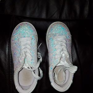 Girl's white sequin sneakers